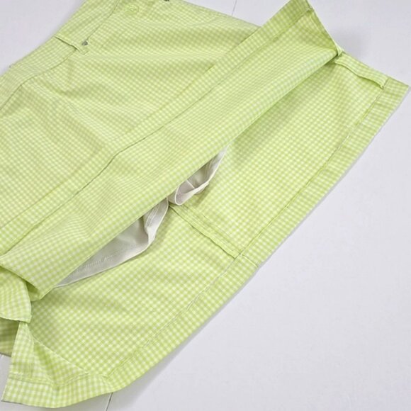 Abacus Women's Skirt Skort Lime Green White Micro Plaid Stretch Size 42/12 Reg - Picture 11 of 16